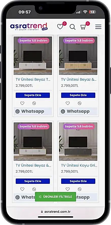 Asra Trend E-ticaret web sitesi
