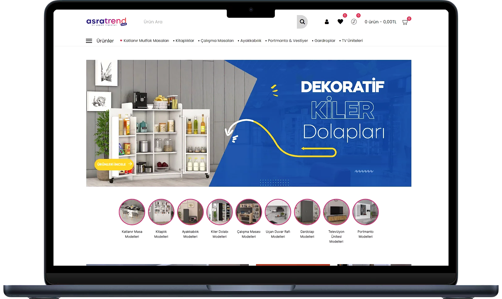 Asra Trend E-ticaret web sitesi